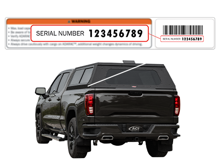 Where to find Truck Topper serial number